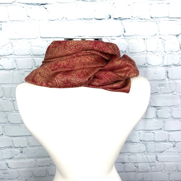 Green SOLD🚫NWOT 2-|•PASHMINA•| 1 GREEN + 1 RED/GOLD 70% Pashmina + 30 % Silk - Picture 8 of 16